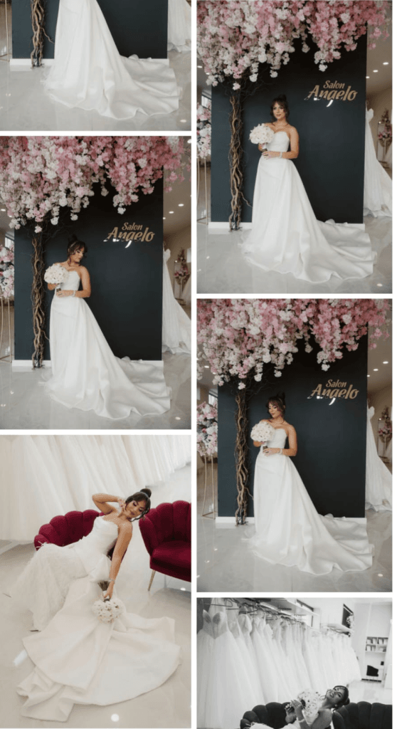 Mireasă în rochie de la Salon Angelo, în cadrul unei ședințe foto